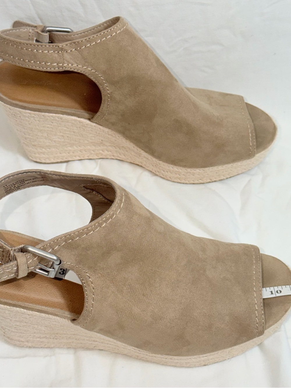 Universal Thread Beige Suede Espadrille Platform Wedge Sandals Peep Toe Size 11 - Picture 13 of 13